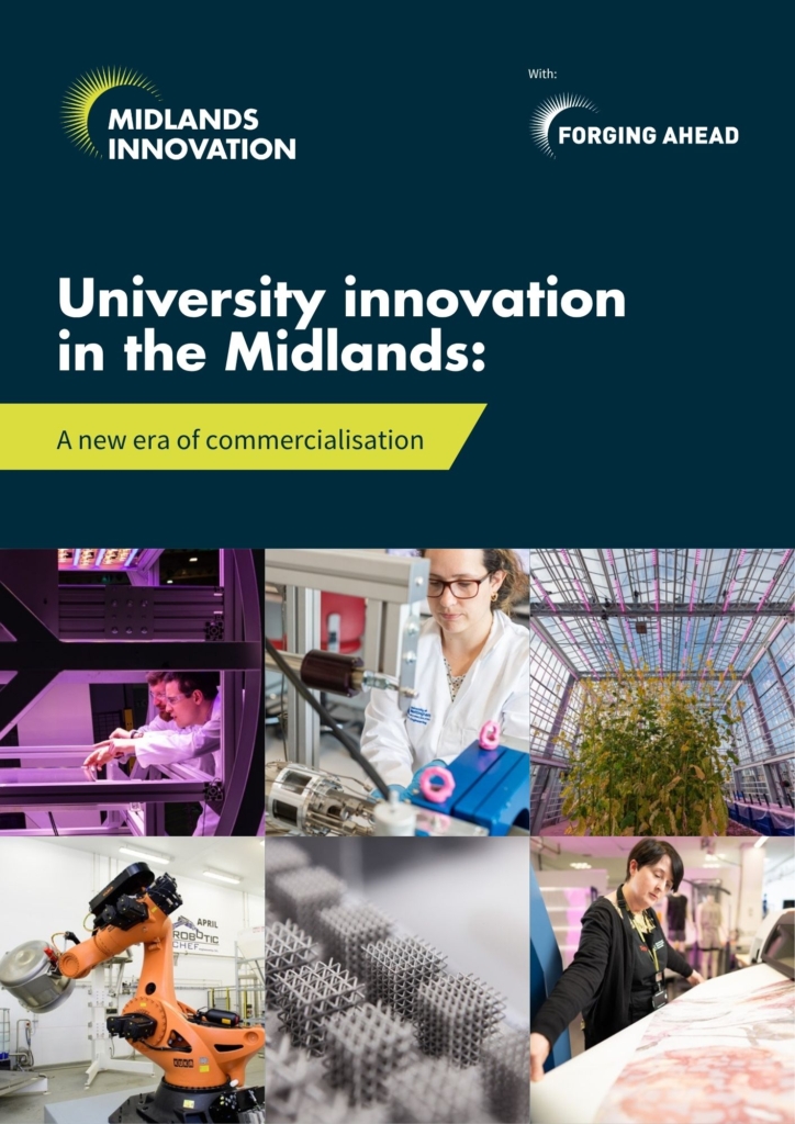 Front cover of University innovation in the Midlands: A new era of commercialisation report